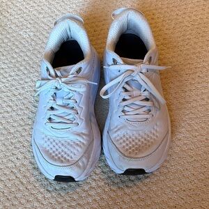 Hoka White leather Running Shoes